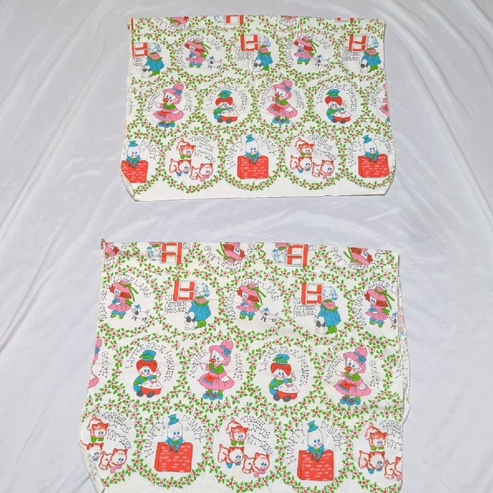 1980's Nursery Rhyme 100% Cotton Recieving Blankets 30"X40" Set Of 2